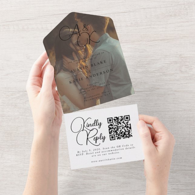 Elegant Black White Monogram-skript - fotofil Bröl (Tearaway)