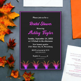 Elegant Black White Neon Grass Fall Möhippa Inbjudningar