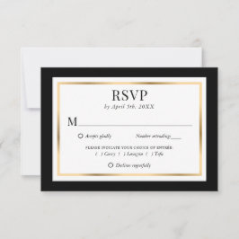 Elegant Black White och Guld Bröllop OSA Kort