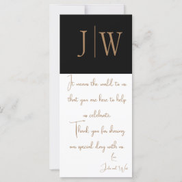 Elegant Black, White och Guld bröllop Tack