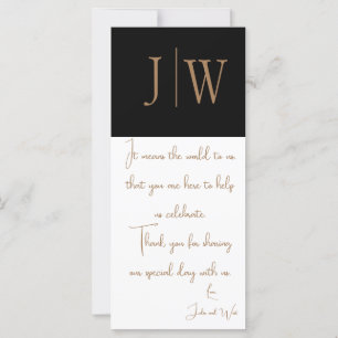 Elegant Black, White och Guld bröllop Tack