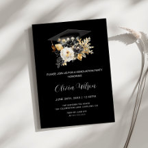 Elegant Black White och Guld Flowers Studenten