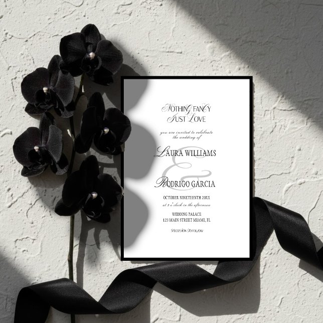 Elegant Black & White Old Money Wedding Inbjudningar (Skapare uppladdad)