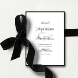 Elegant Black White Old Money Wedding Inbjudningar