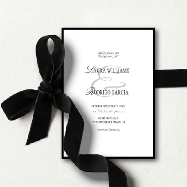 Elegant Black White Old Money Wedding Inbjudningar (Skapare uppladdad)
