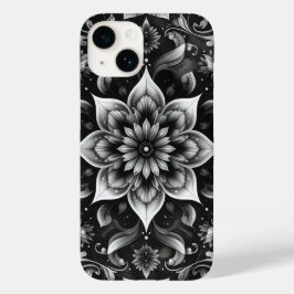 Elegant Black White Ornate Blommigt iphone case