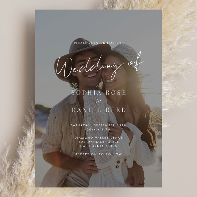 Elegant Black & White Overlay Photo Bröllop Inbjudningar (Skapare uppladdad)