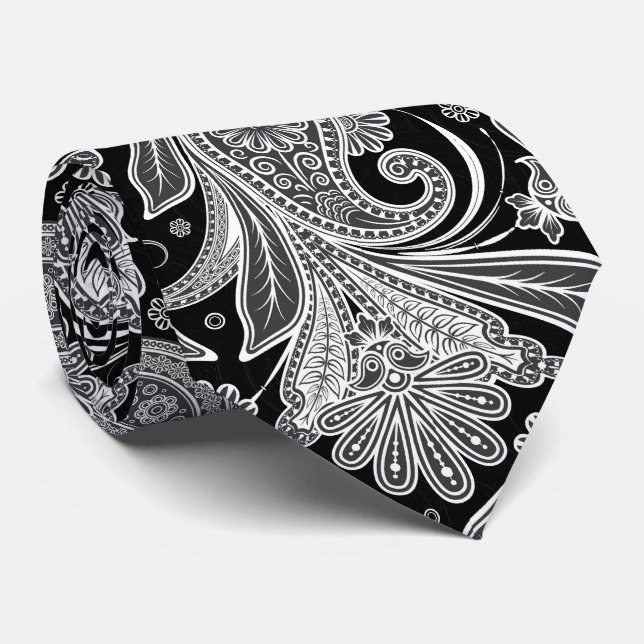 Elegant Black & White Paisley Mönster Slips (Rullad)