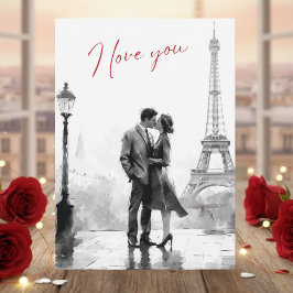 Elegant Black White Paris I Love You Valentine's Julkort