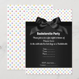 ELEGANT BLACK WHITE Pastel SPOT BACHELORETTE Inbjudningar