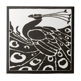 ELEGANT BLACK WHITE PEACOCK KAKELPLATTA