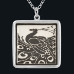 ELEGANT BLACK WHITE PEACOCK SILVERPLÄTERAT HALSBAND<br><div class="desc">Elegant Art nouveau-påk i svartvitt</div>