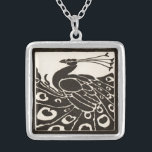 ELEGANT BLACK WHITE PEACOCK SILVERPLÄTERAT HALSBAND<br><div class="desc">Elegant Art nouveau-påk i svartvitt</div>