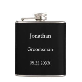 Elegant Black White Personlig Groomsman-kolv Fickplunta