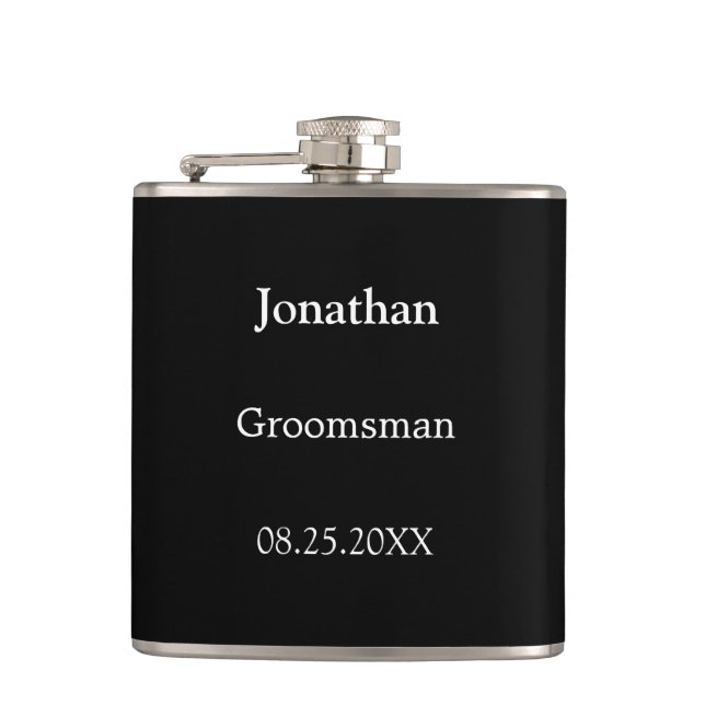 Elegant Black White Personlig Groomsman-kolv Fickplunta (Framsidan)