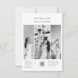 Elegant Black & White Photo Collage bröllop OSA Kort