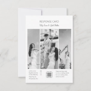 Elegant Black & White Photo Collage bröllop OSA Kort