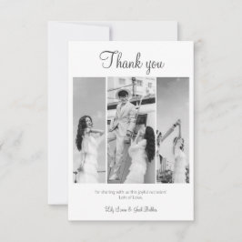 Elegant Black & White Photo Collage bröllop Tack Kort