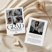 Elegant Black & White Photo Collage Graduation