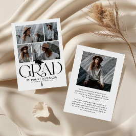 Elegant Black & White Photo Collage Graduation Meddelande