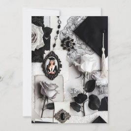 Elegant Black White Photo Graduation Announcement Inbjudningar