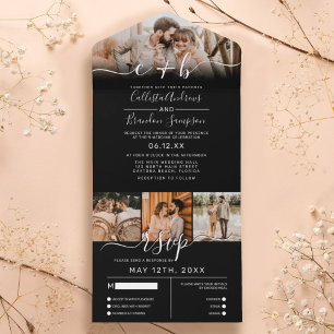 Elegant Black White Photo Monogram Bröllop OSA