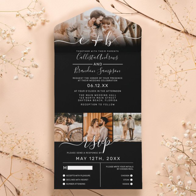 Elegant Black White Photo Monogram Bröllop OSA (Skapare uppladdad)