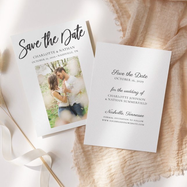 Elegant Black & White Photo Save Date Card Inbjudningar (Skapare uppladdad)
