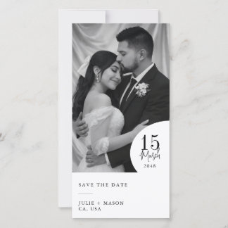 Elegant Black & White Photo Save the Date Wedding  Spara Datumet