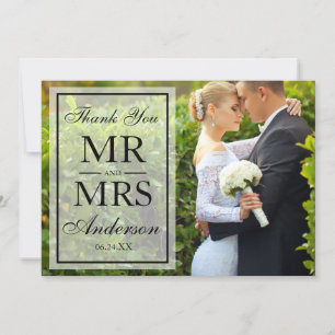 Elegant Black & White Photo Tack Bröllop Kort