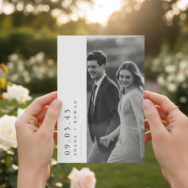 Elegant Black & White Photo  Wedding Invitation  Inbjudningar (Skapare uppladdad)