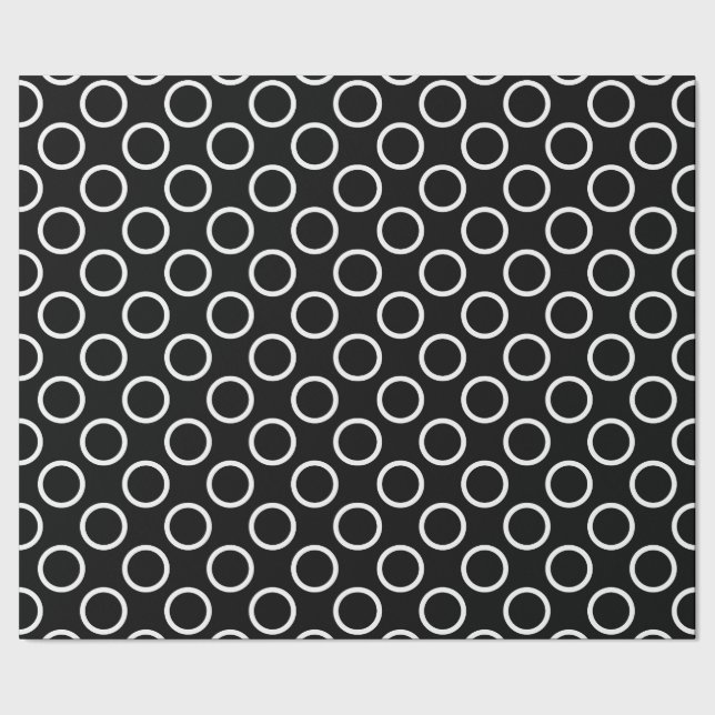 Elegant Black & White Polka Dot Mönster Presentpapper (Seam)