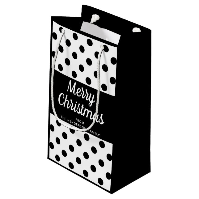 Elegant Black White Polka dots God jul (Baksidan Vinklad)