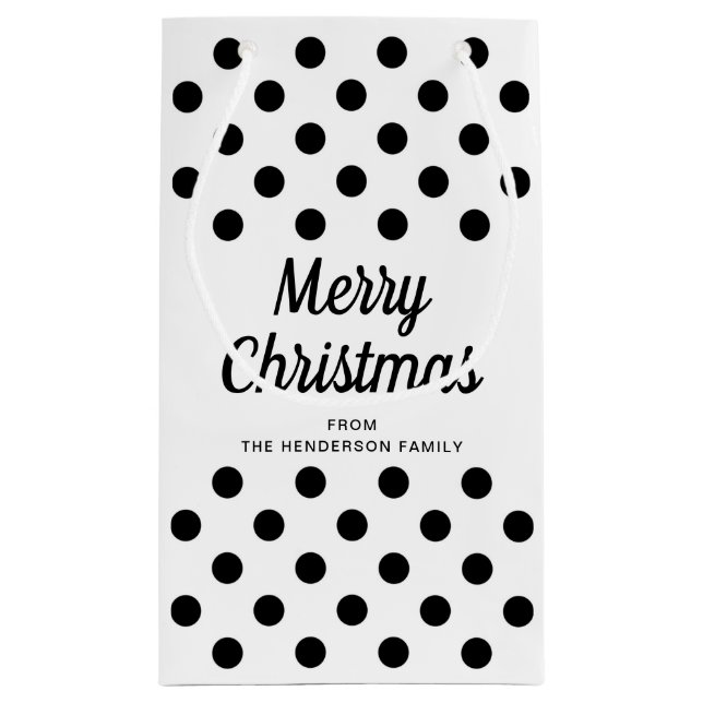 Elegant Black White Polka dots God jul (Baksidan)