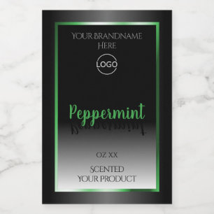Elegant Black White Product Label Grönt Ram Logoty Mat Etikett