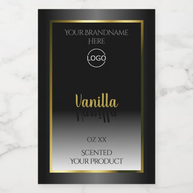 Elegant Black White Product Labels Guld Ram Logoty Mat Etikett (Singel etikett)