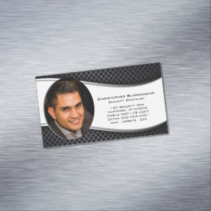 Elegant Black White Professionell Anpassningsbar P Magnetiska Visitkort