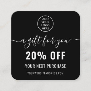 Elegant Black White QR Code Loyalty Business Logot Rabattkort