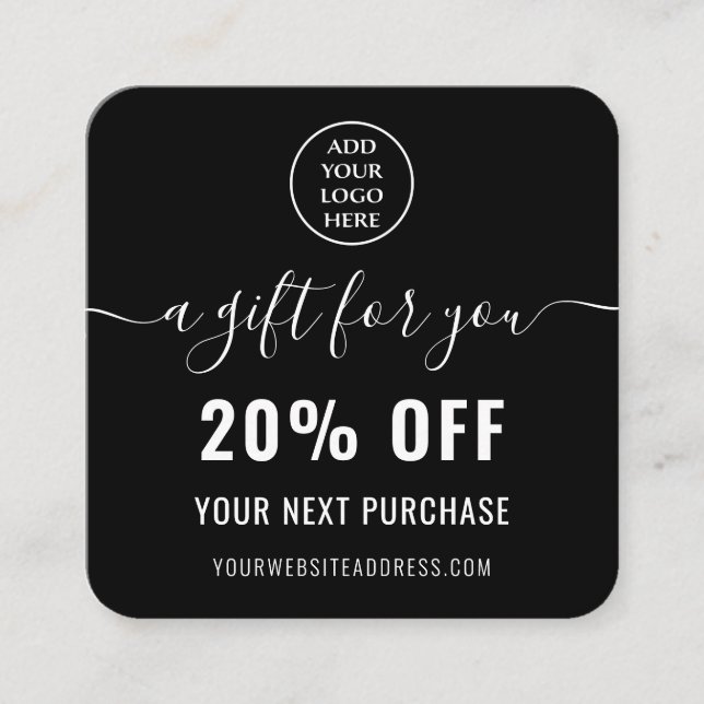 Elegant Black White QR Code Loyalty Business Logot Rabattkort (Framsida)