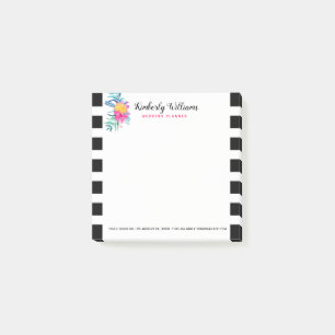 Elegant Black & White Rand Blommigt Bouquet Post-it Block