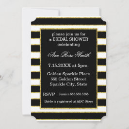 Elegant Black+White Rand & Guld Möhippa Inbjudningar