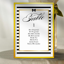 Elegant Black White Rand Guld Ram Bröllop vid Bordsnummer