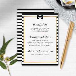 Elegant Black White Rand Guld Ram Bröllop vid Tilläggskort