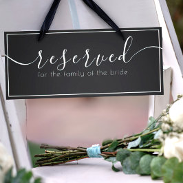 Elegant Black & White Reserved Seat Bröllop-tecken