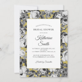 Elegant Black White Ro på Guld Möhippa Inbjudningar