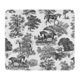 Elegant Black White Rustic Horses Toile