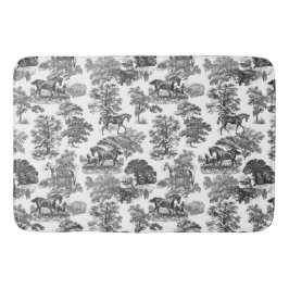 Elegant Black White Rustic Horses Toile Badrumsmatta
