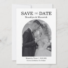 Elegant Black & White Save The Date Photo Spara Datumet