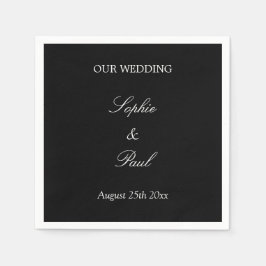 Elegant Black White Script Bröllop Napkins Pappersservett