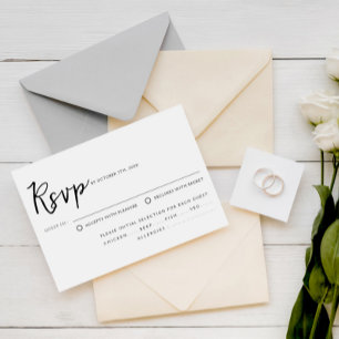 Elegant Black & White Script Meal Choal Bröllop OSA Kort